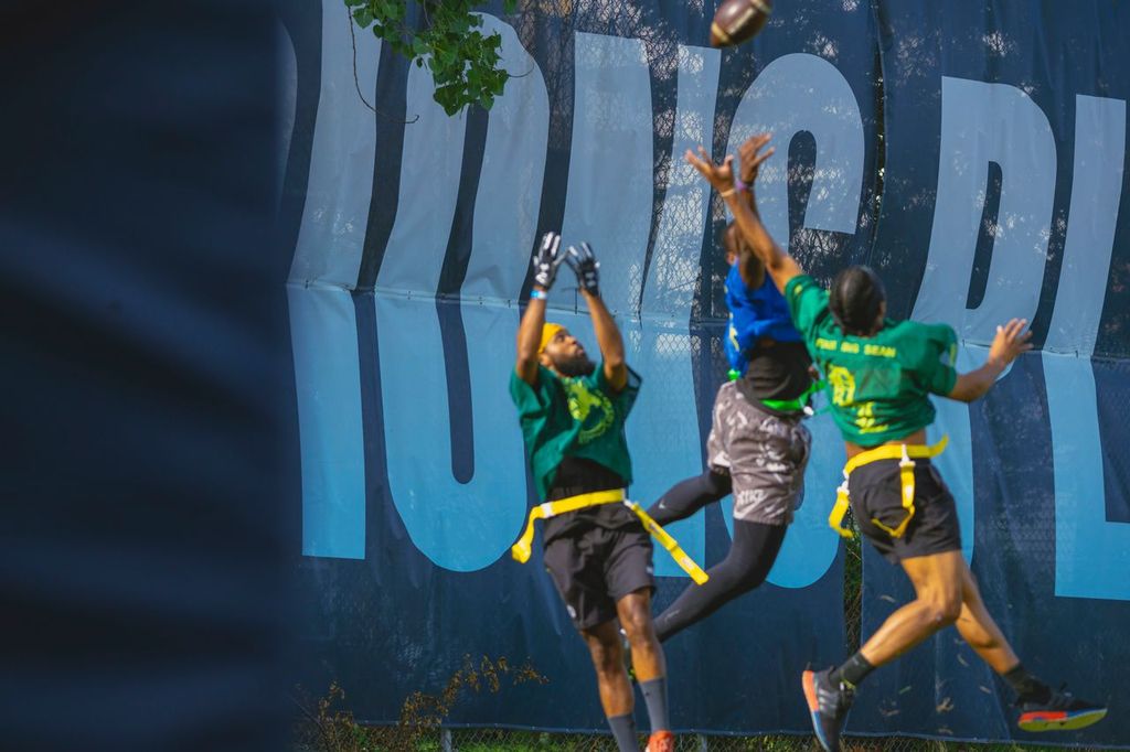 Flag football action
